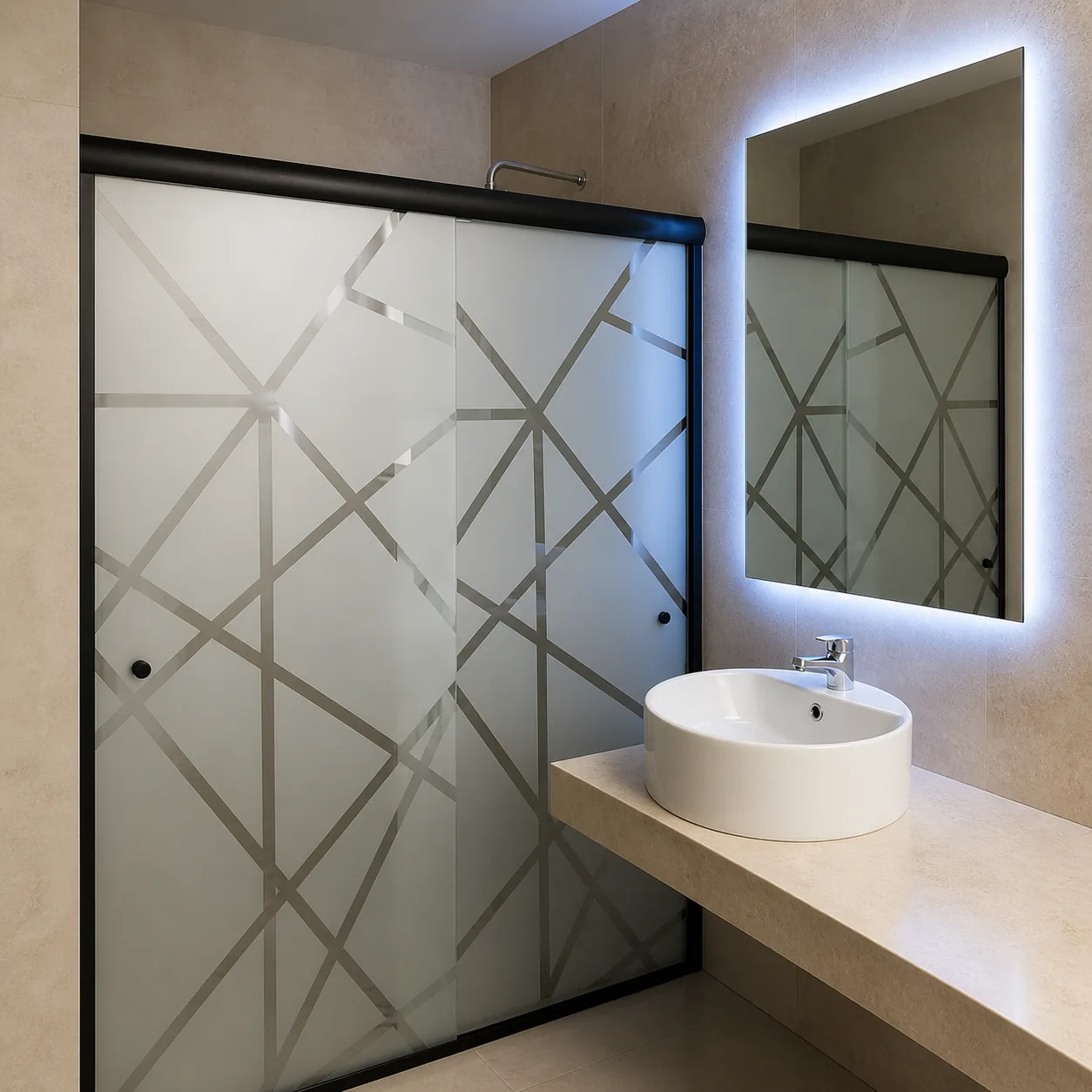 Cancel de baño doble corredizo con cristal templado